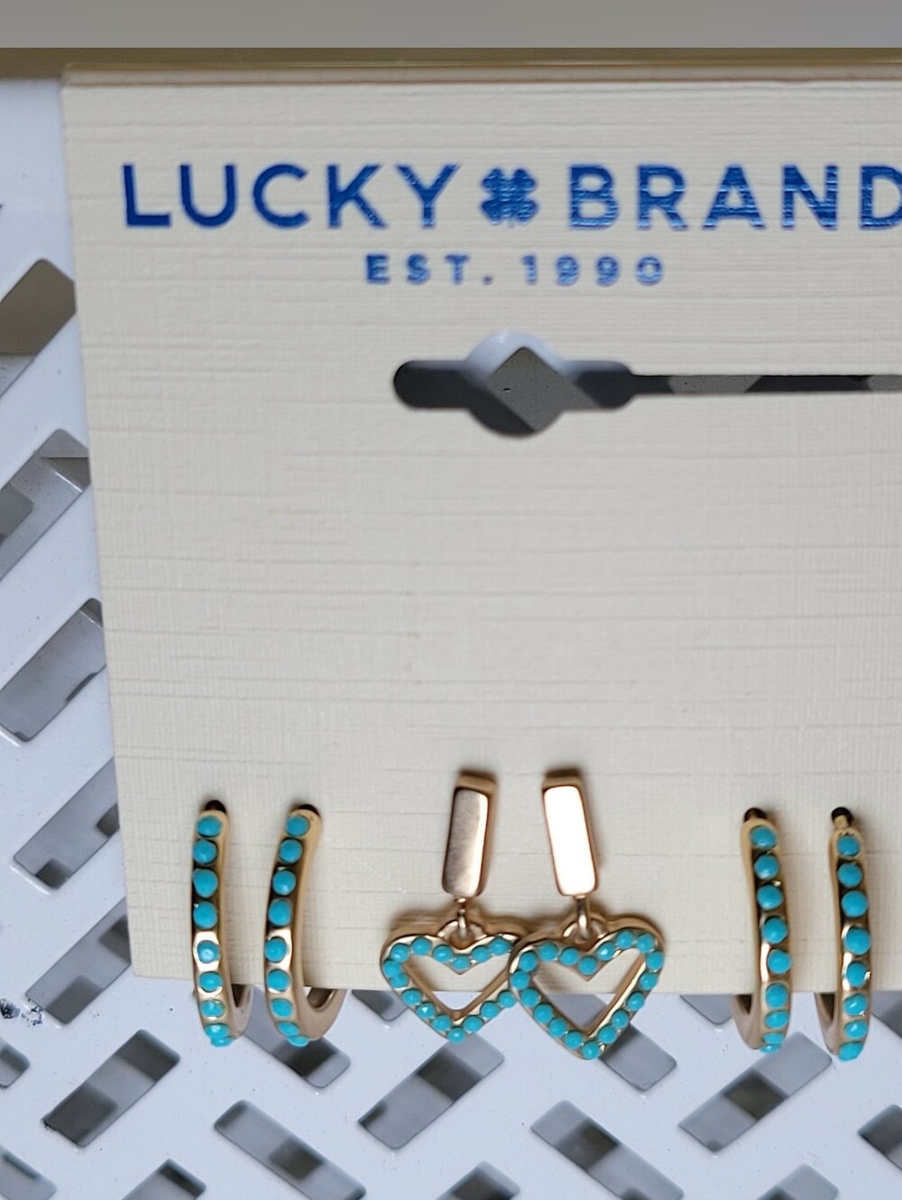 NWT Lucky Brand Gold Tone Hoop and Stud Earring Set